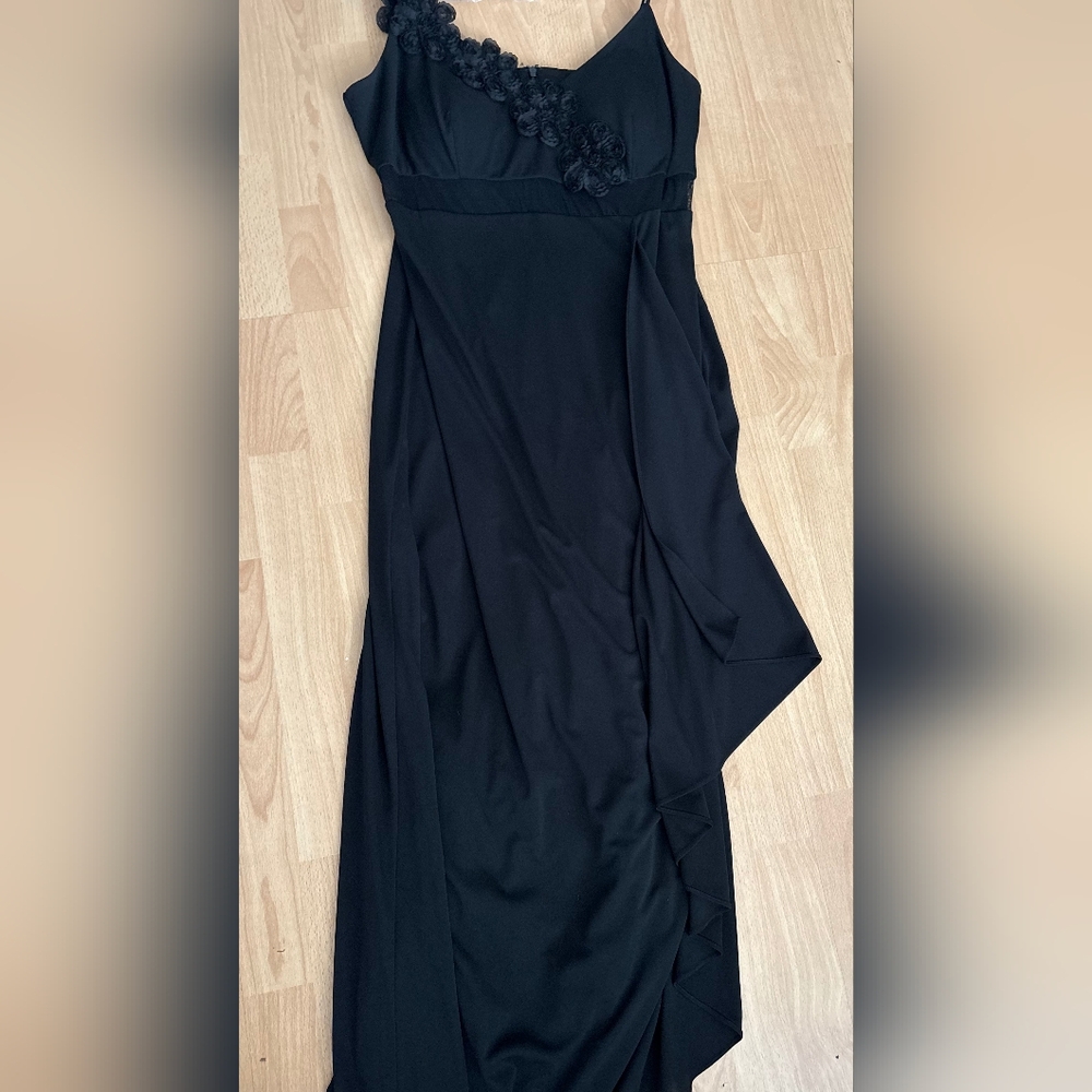 dressbarn Black Maxi Dress with Floral Detail